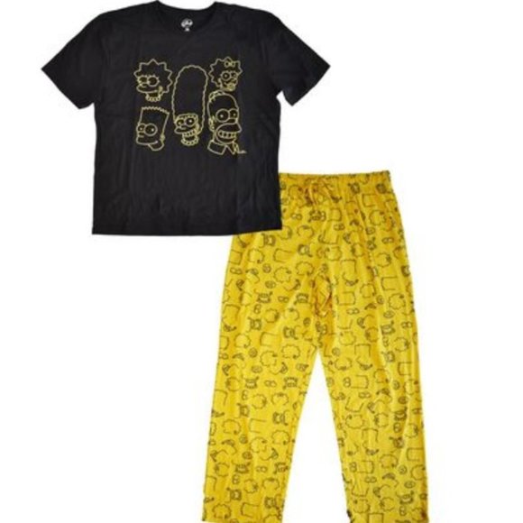 The Simpsons bundles Christmas Tee + 2 Piece Yellow /Black Sleepwear - Picture 3 of 17